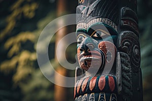 Majestic fictional totem pole from vancouver island