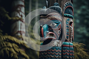 Majestic fictional totem pole from vancouver island