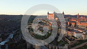 Majestic fortress of the XVI century of the Castilia kings in Toledo, Spain