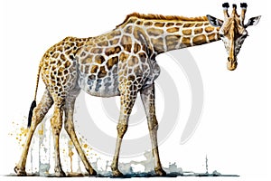 Full Body Giraffe Painting watercolor , Watercolor Painting Artwork. photo