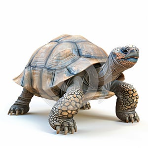 Giant Galapagos Tortoise Walking on White Background photo