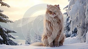 Majestic Ginger Tabby Cat In Snow - Daz3d Soft-focus Portrait