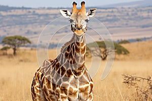 Majestic giraffes in the african savannah, embodying untamed wildlife in picturesque landscapes