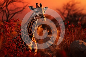 Majestic giraffes roaming the african savannah essence of untamed landscapes and wildlife