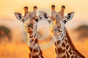 Majestic giraffes roaming the untamed african savannah, symbolizing the diversity of wildlife