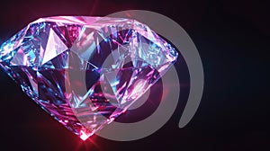 A majestic, glowing diamond illuminated in a dark environment. Generative Ai
