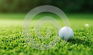 The Majestic Golf Ball: A Serene Moment on the Lush Green Fairway