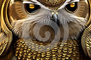 The Majestic Guardian: An Anthropomorphic Owl in Golden Armor Watching Over the Night Sky with Generative AI