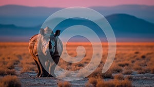 Majestic herbivorous mammal grazing in arid climate generated by AI