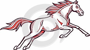 Majestic horse galloping freely, embodying strength and grace, vector design Generative AI photo