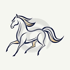 A majestic horse in motion against a white backdrop, Elegant line art depicting a horse in motion, minimalist simple modern vector