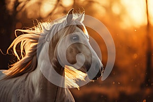 Majestic Horse at Sunset, AI Generated