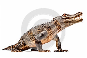 Majestic Hunter: Powerful Crocodile in Repose on a White Background