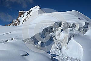 Majestic ice-fall in high mountains