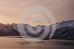 majestic icelandic landscape with snow-covered mountains