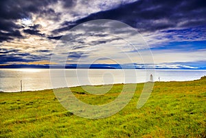 Majestic Icelandic lighthouse panorama.