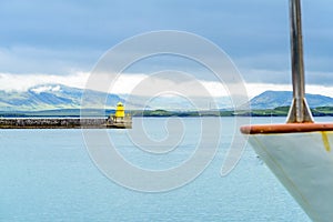 Majestic Icelandic lighthouse panorama.