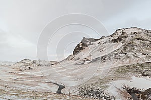 majestic icelandic view with snow-covered mountains