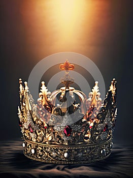 Majestic king or queen royal crown. Generative AI
