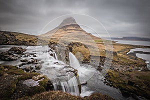 Majestic Kirkjufell and waterfall in west Iceland