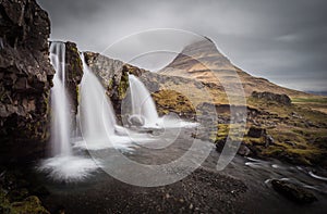 Majestic Kirkjufell and waterfall in west Iceland