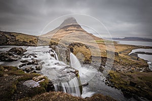 Majestic Kirkjufell and waterfall in west Iceland photo