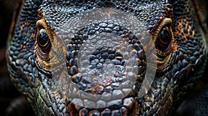 Majestic komodo dragon close up, photorealistic style showing ancient wisdom and formidable essence