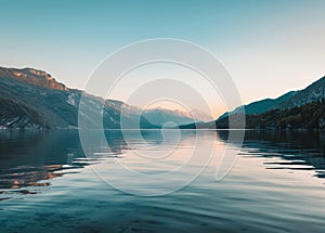 Majestic Lake Surrounded by Towering Mountains