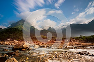 The majestic landscape with beauty mountain range, stream and rice field part 14