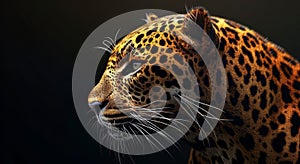 Majestic Leopard Profile Against Dark Background
