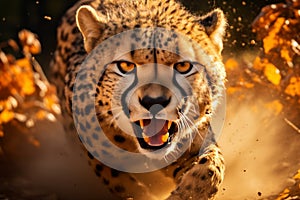 Majestic leopard sprinting in its serene natural habitat on thrilling safari exploration