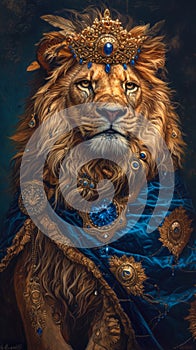 Majestic lion with a