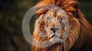 Majestic lion with golden mane in natural habitat
