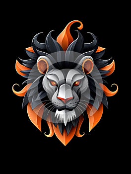 Majestic Lion Head Illustration with Bold Colors and Dramatic Features Perfect for Digital Art and Graphic Design Projects photo