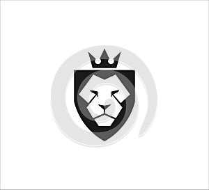 majestic lion head wearing crown vector icon logo design symbol of luxury, strength, royal kingdom and dominance