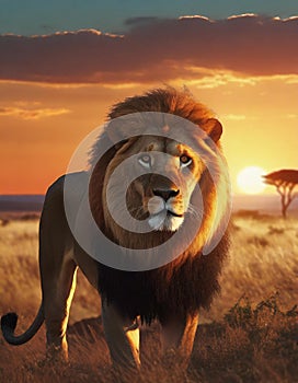 Majestic lion on the savannah