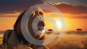 Majestic lion on the savannah