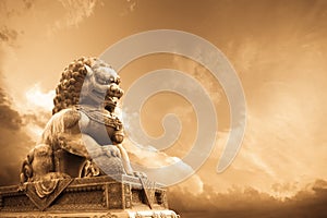 Majestic lion statue