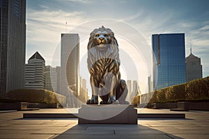 Majestic Lion Statue: A Symbol of Power and Elegance in Urban Serenity