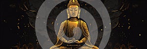 Majestic Mahavira Statue: A Vibrant Abstract Banner, generative AI