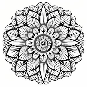 Majestic Mandala Flower Coloring Page With Detailed Background Elements