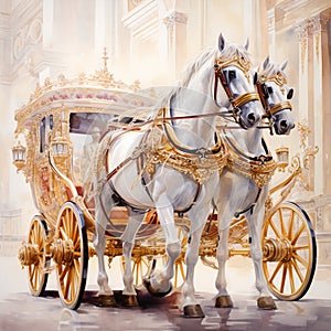 Majestic Mane: A Grand Carriage with Proud Steeds