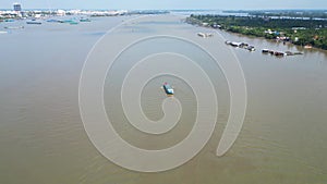 Majestic Marvel: Aerial Views of Tien Giang\'s Rach Mieu Bridge and the Mekong River