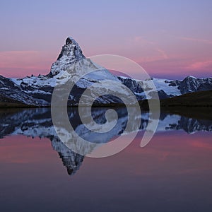 Majestic Matterhorn reflecting in Lake Stellisee