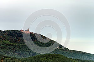 Majestic medieval castle Haut-Koenigsbourg on the top of the hill