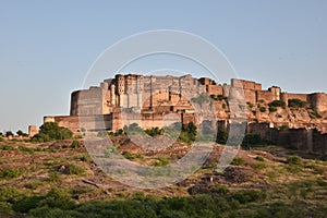 Majestic Mehrangarh Fort located in Jodhpur, Rajasthan, is one of the largest forts in India.
