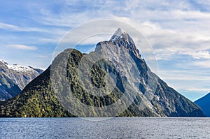 Majestic Mitre Peak in the Milford Sound, New Zealand