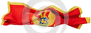 Majestic Montenegrin Flag in Motion with Vibrant Heraldic Emblem