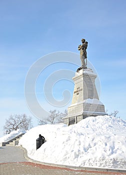 The majestic monument to Muravyov-Amursky in Khabarovsk, Far East, Russia.