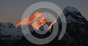 Majestic Mount Everest at sunset, view from the Gokyo Valley